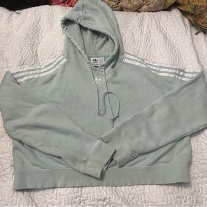 Adidas mint small oversized crop hoodie